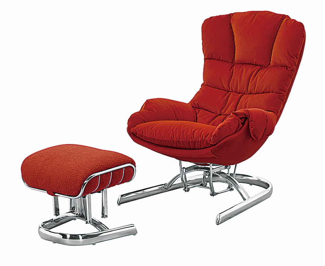 F2325 Fabric Rocker Lounge Chair with stool