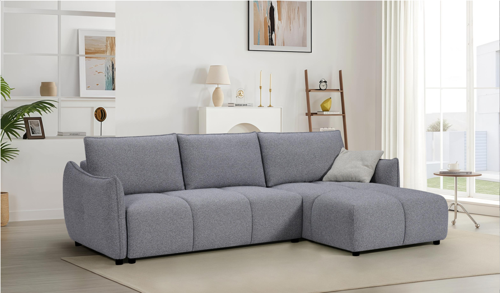 SF-763 2Seater+Chaise with Sofa Bed in Fabric