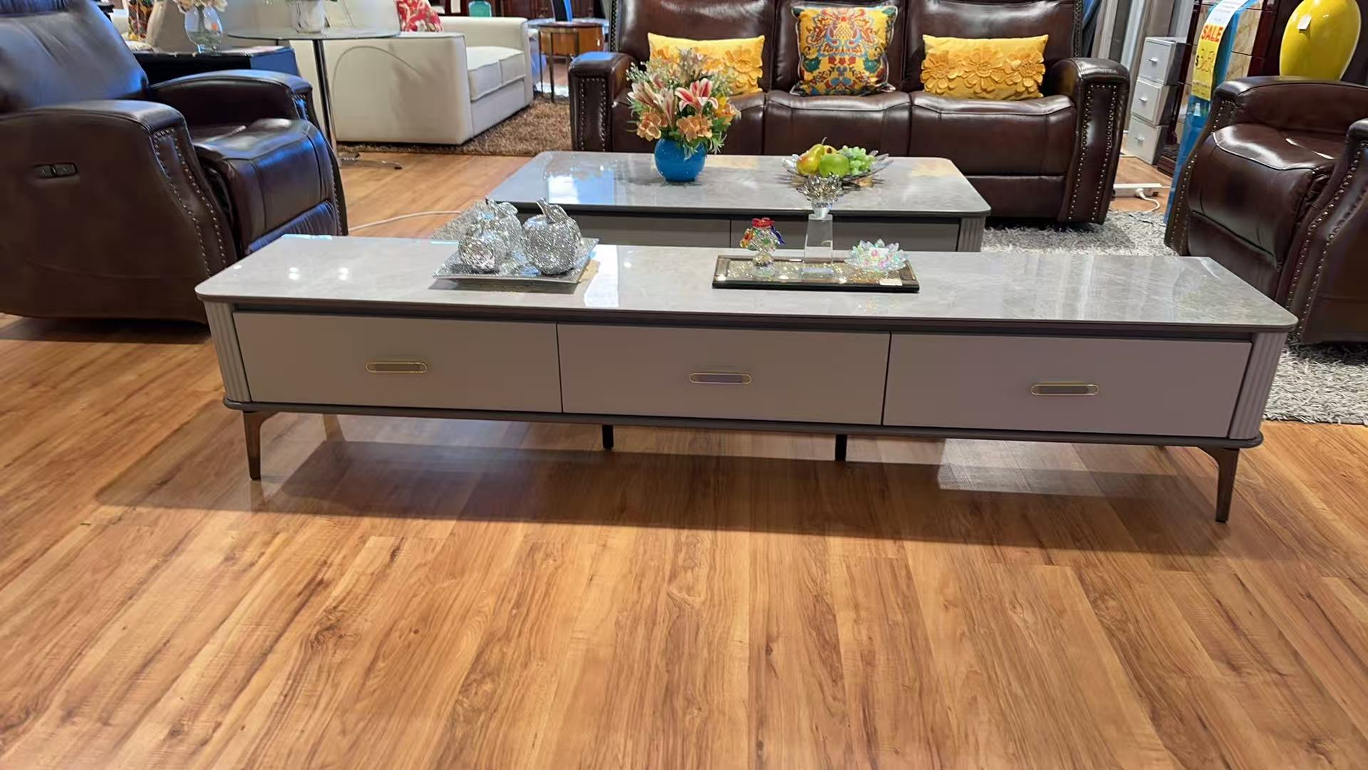 2109-T Marble Look TV Unit